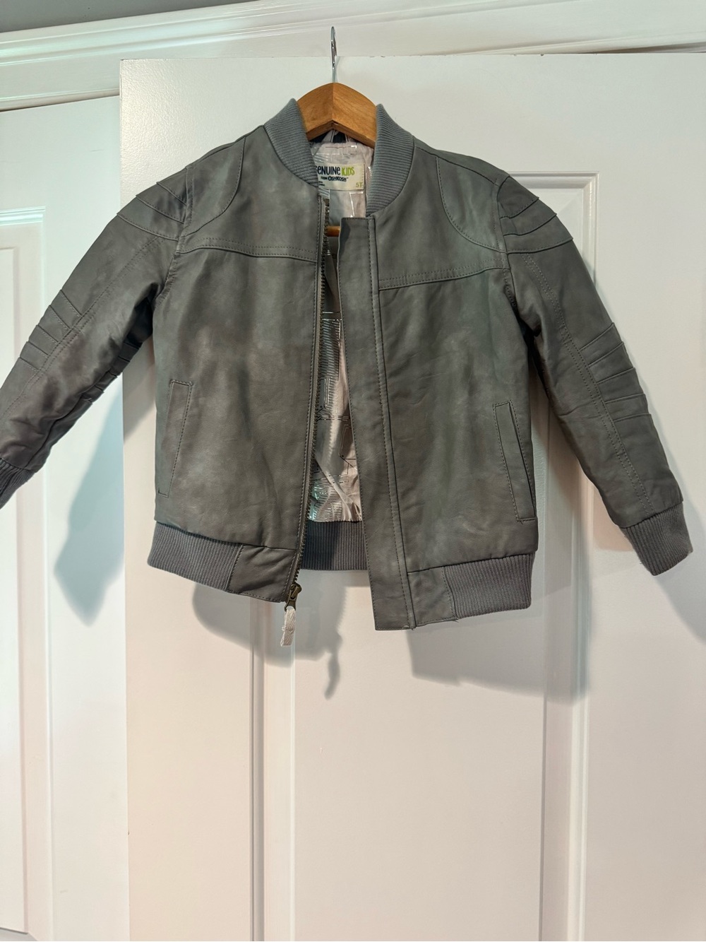 OshKosh B'gosh Gray Faux-Leather Bomber Jacket